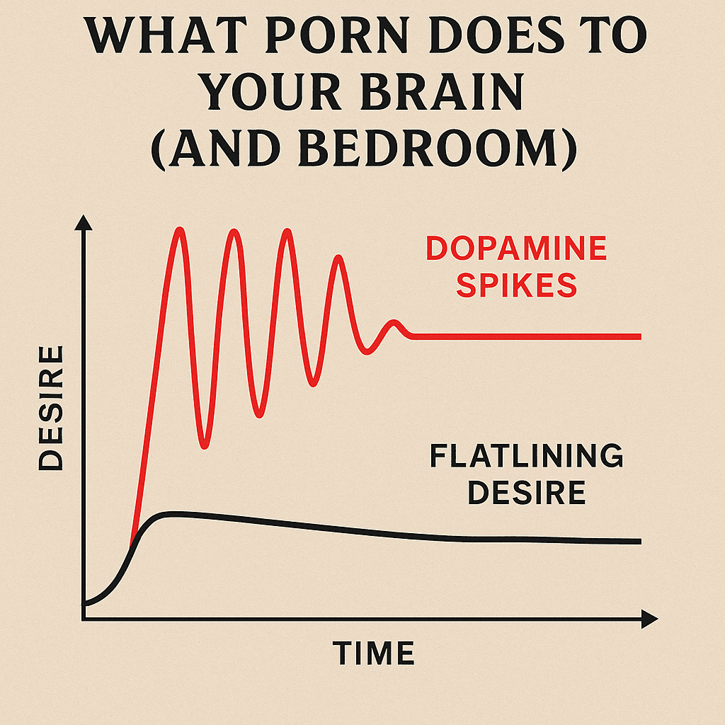 AI Image of a graph of what porn does to your brain and bedroom showing desire over time