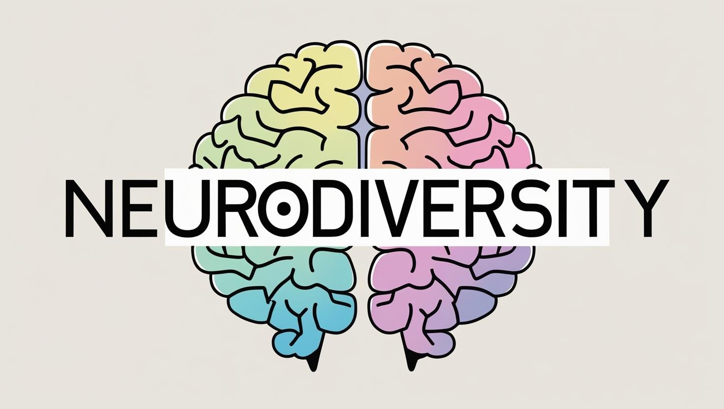 A colourful illustration of a brain with Neurodiversity written across
