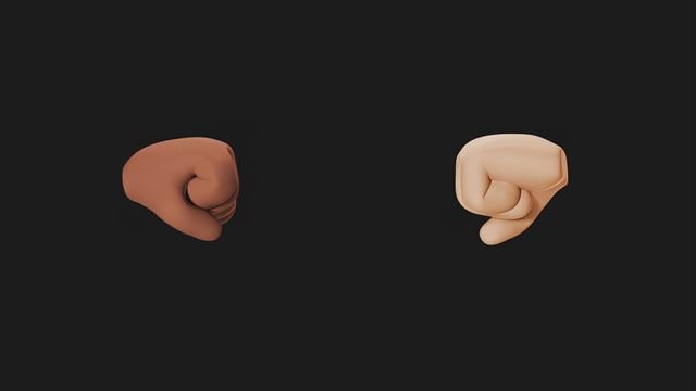 A 3d Image of 2 fists in a pose to bump on a black background